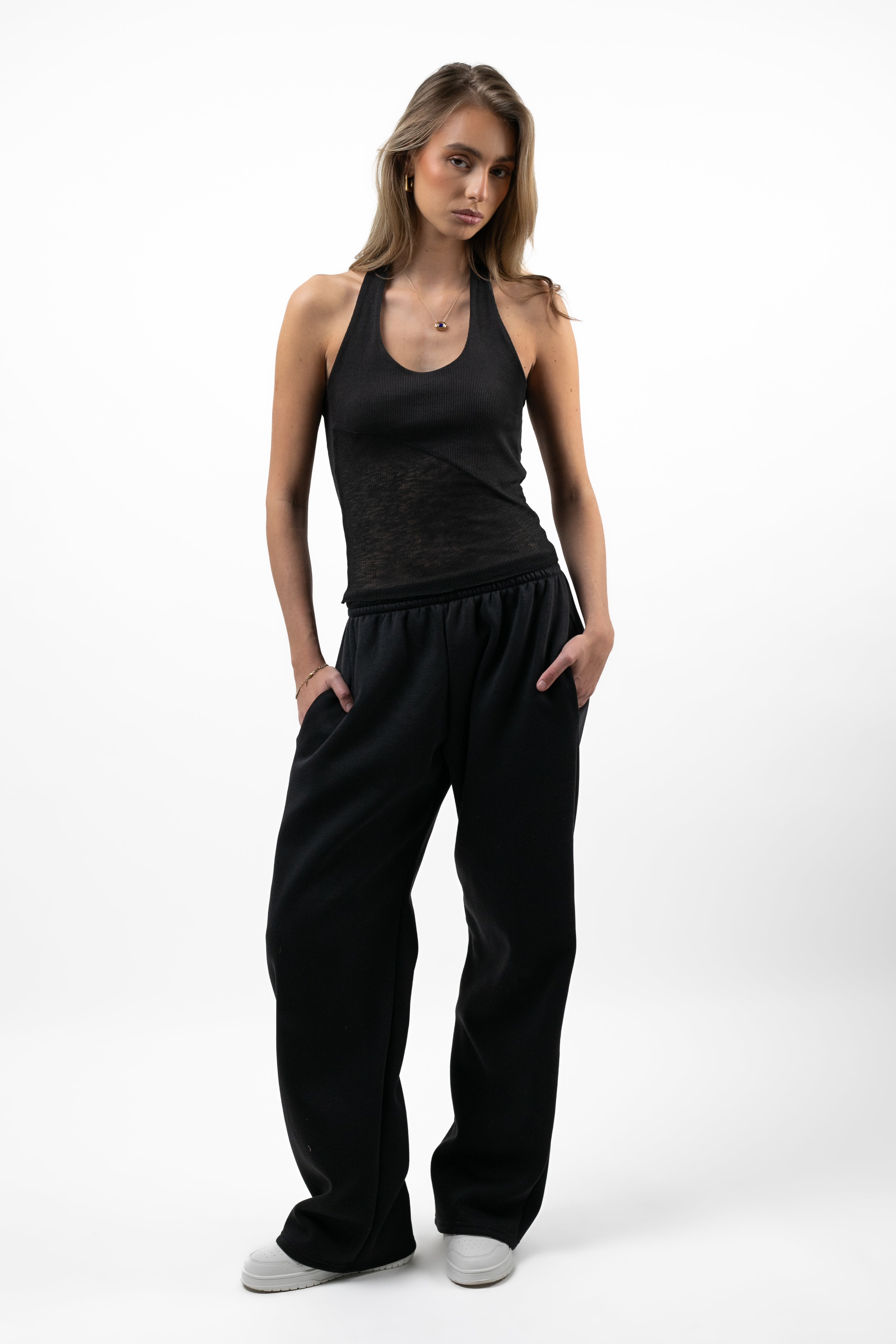 Two Textured Halter Neck Top