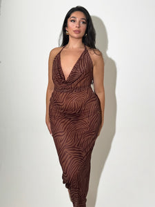 Brown Zebra Mesh Cover-up