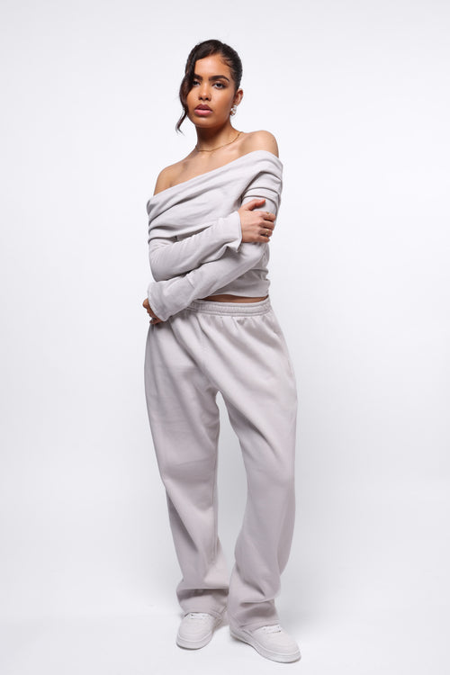 Lounge Bardot Top - Light Grey