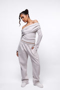 Lounge Bardot Top - Light Grey