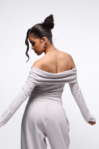 Lounge Bardot Top - Light Grey