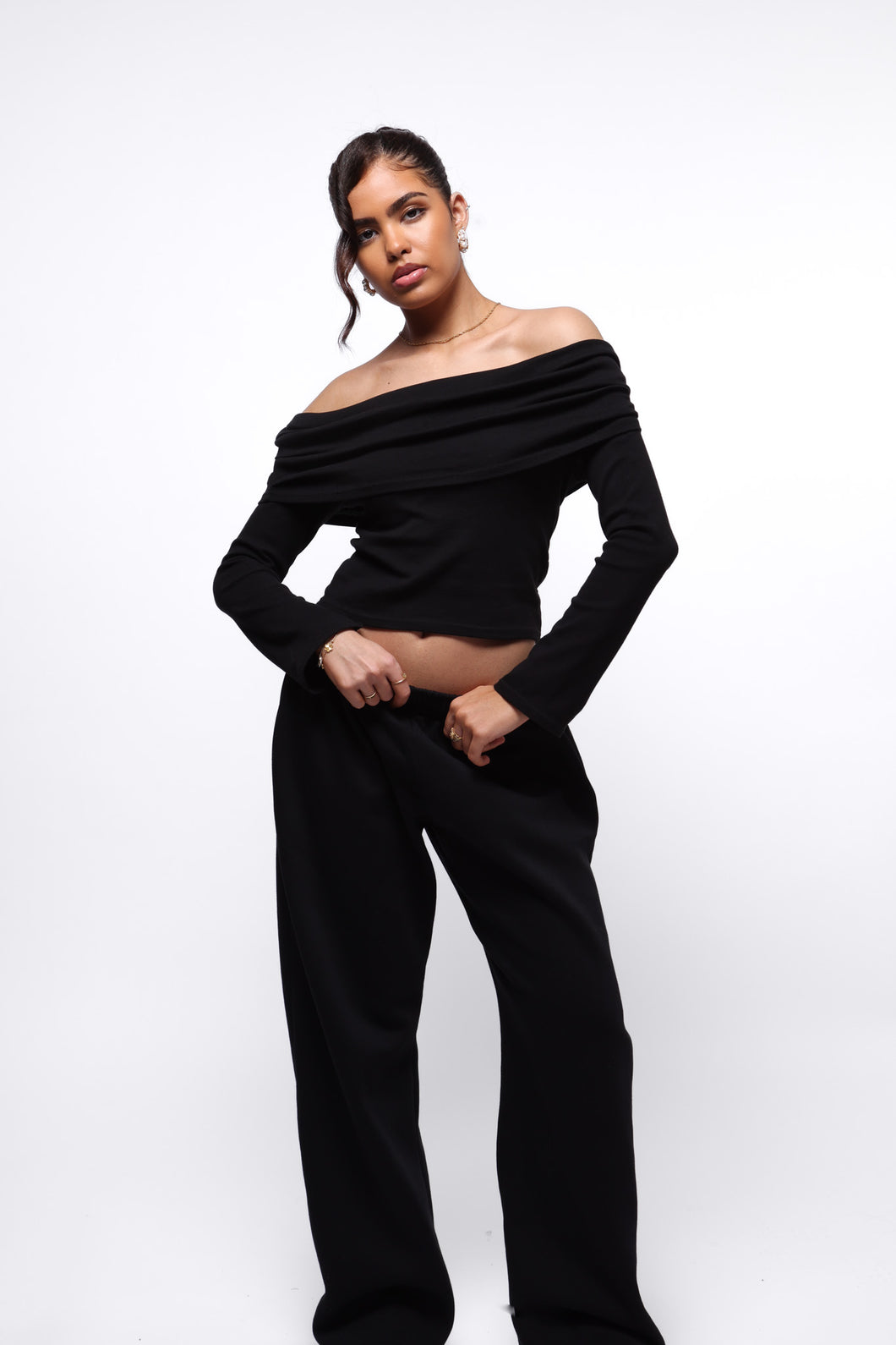 Lounge Bardot Top - Black