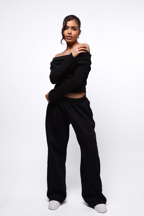 Lounge Bardot Top - Black