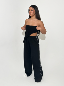 Black Textured Trousers Petite